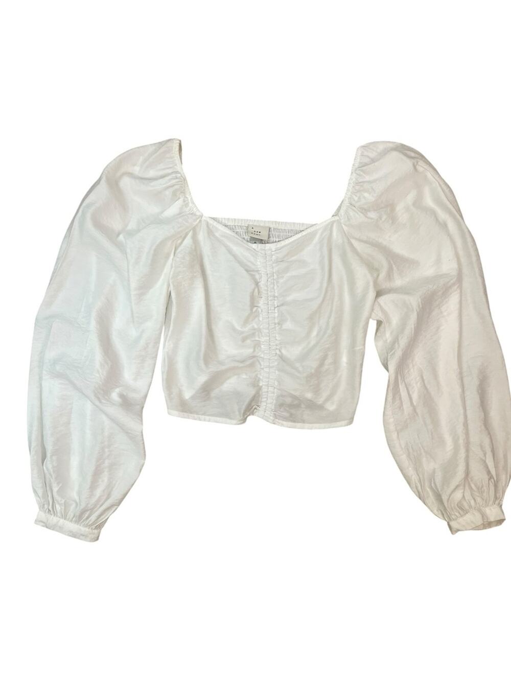 Puff Sleeve Crop Top Size Small White Pirate Boho Peasant Beach Summer Vacation